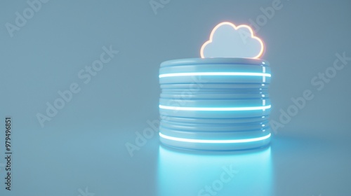 Futuristic cloud storage concept with illuminated circular design, showcasing digital data storage in a sleek, modern style.