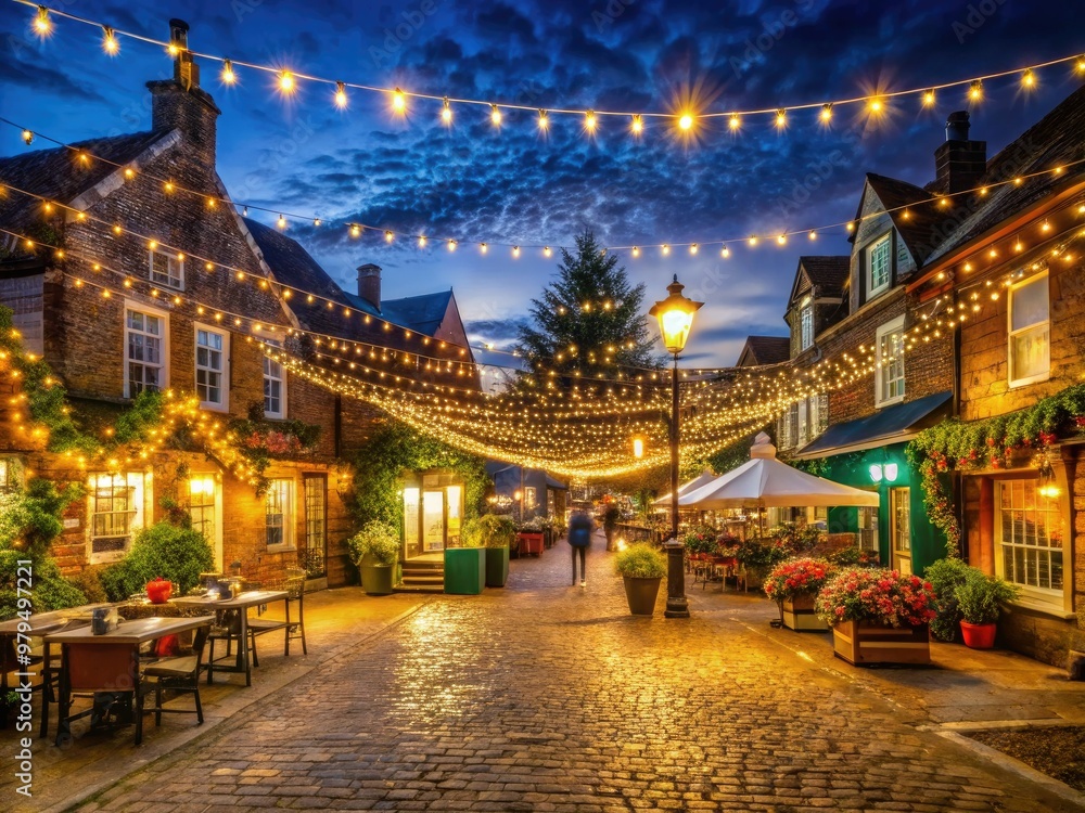 Fototapeta premium whimsical nighttime fairylights norfolk market towns magic