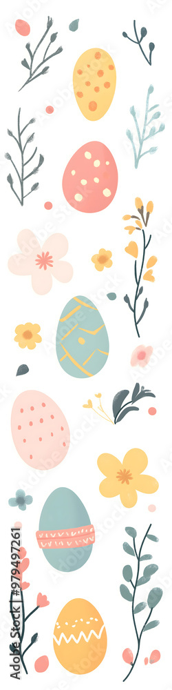 Easter 2D Vector Pattern elements Easter theme featuring repeating elements like Easter eggs bunnies flowers and baskets Easter 2D Vector Pattern elements Easter theme featuring repeating elements like Easter eggs bunnies flowers and baskets