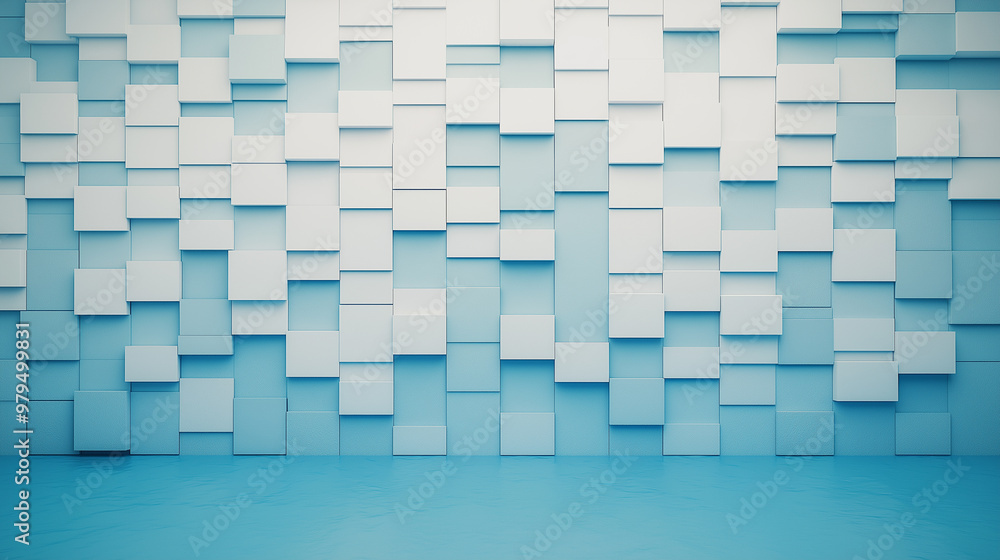 A blue wall with white squares on it A blue wall with white squares on it