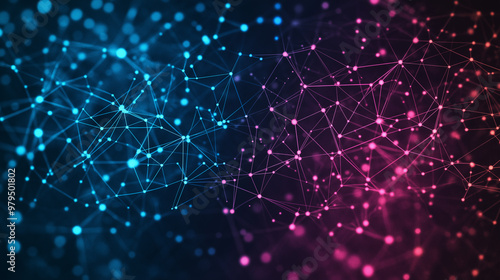 A blue and pink line of dots that are connected to each other