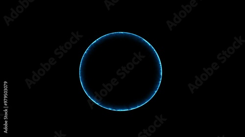 portal ring against dark background. Animation. 3D ring on black animating ,