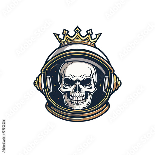 Skull in Space Helmet with Crown