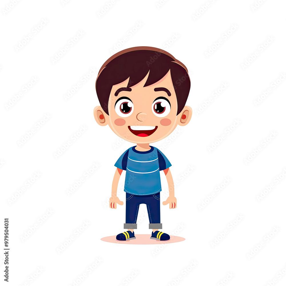 Happy Cartoon Boy Character Illustration Happy Cartoon Boy Character Illustration