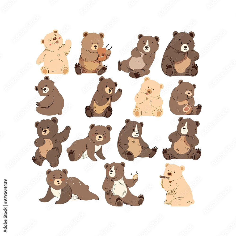 Cute Cartoon Bears Set Cute Cartoon Bears Set