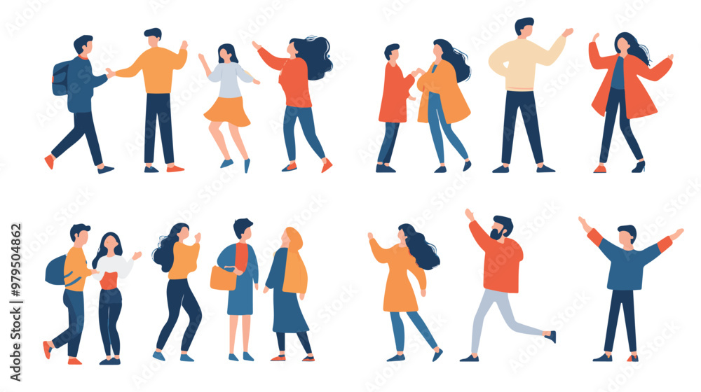 Group of happy young people dancing and having fun. Vector illustration.
Group of happy young people dancing and having fun. Vector illustration.