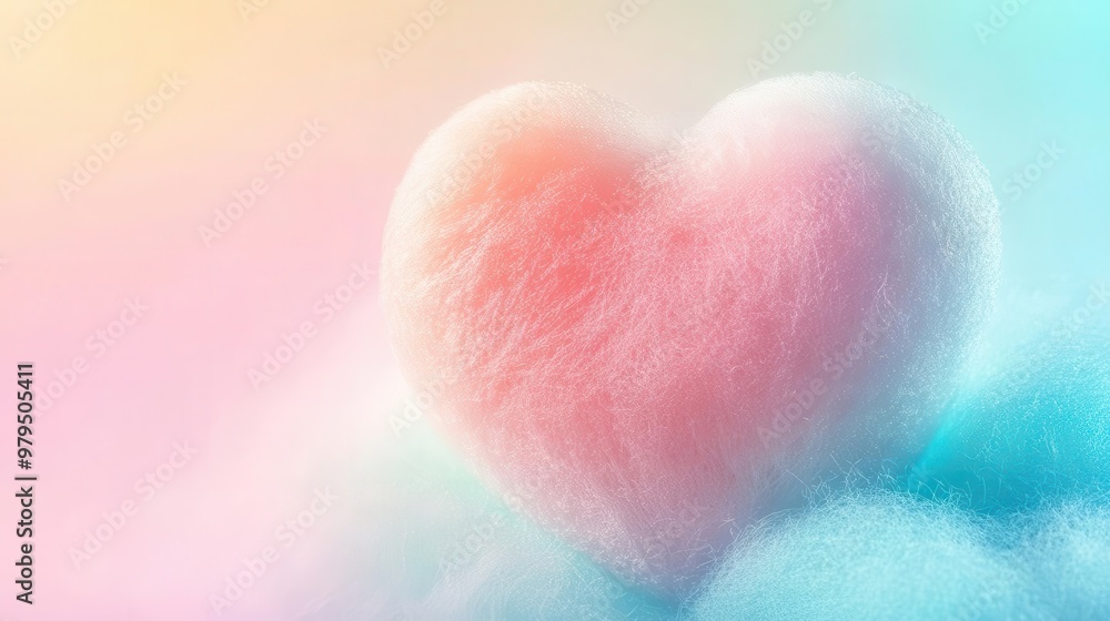colorful heartshaped cotton candy on pastel background closeup of cute valentines day sweet treat digital illustration colorful heartshaped cotton candy on pastel background closeup of cute valentines day sweet treat digital illustration