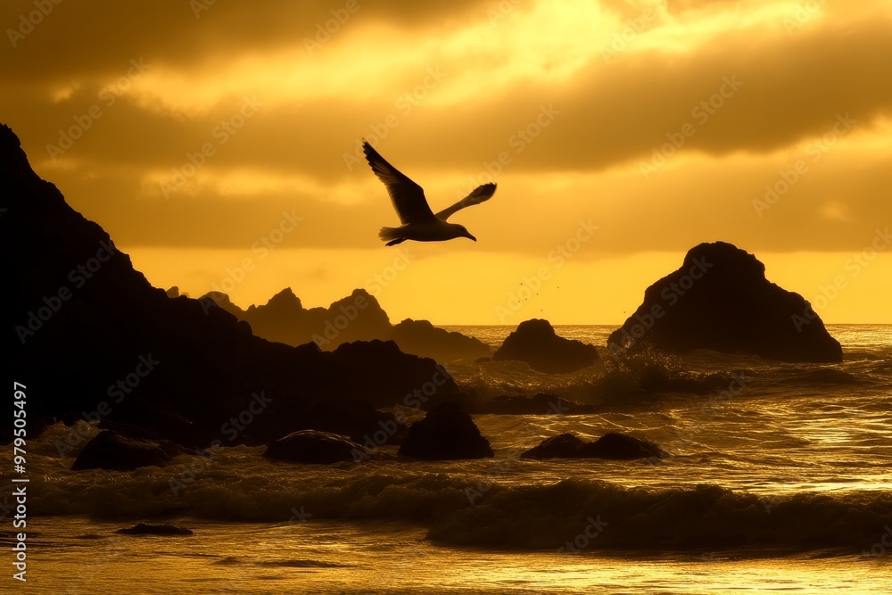 An evening sunset at Cala S'Alguer, Costa Brava, Spain