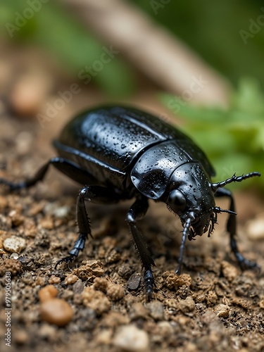 Beetle crawling in the garden.