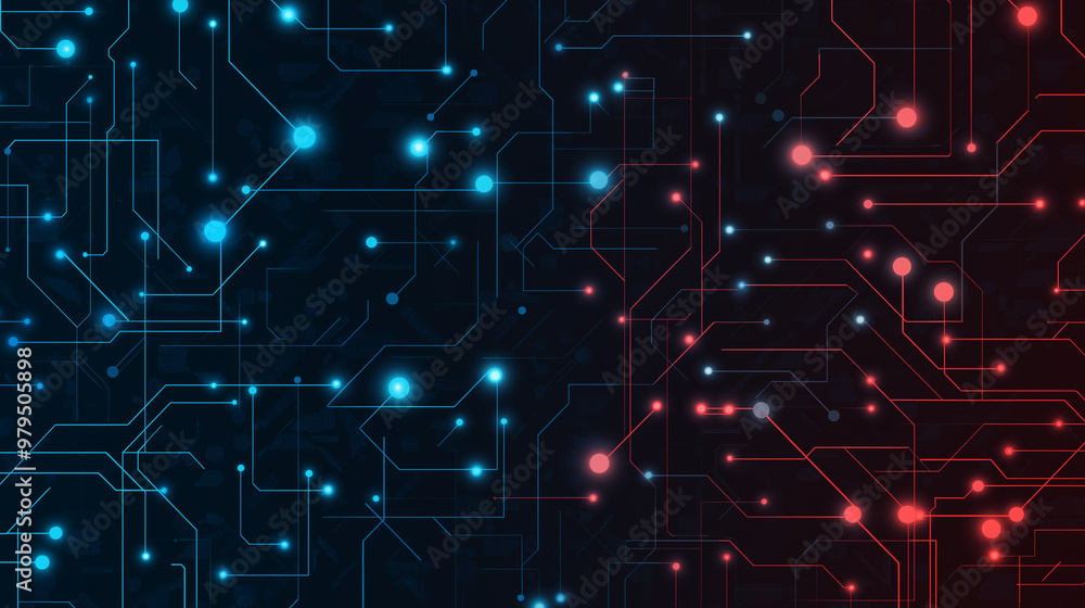 A close up of a circuit board with many small orange and blue dots A close up of a circuit board with many small orange and blue dots