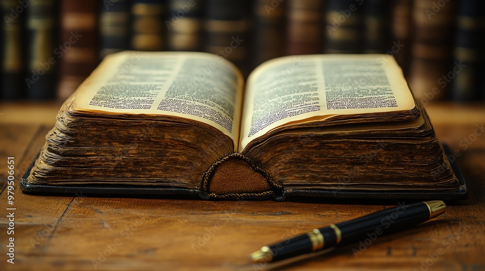 Freshly opened book with a pen beside it, symbolizing the start of a new story