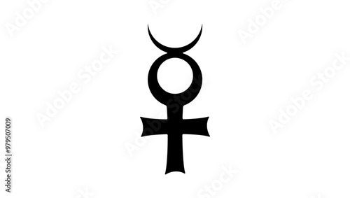 Mercury symbol , Black Isolated Silhouette