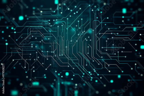 Wallpaper Mural A close up of a circuit board with many small orange and blue dots Torontodigital.ca