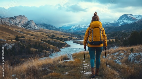 Person at the start of a hiking trail, ready to explore new terrain