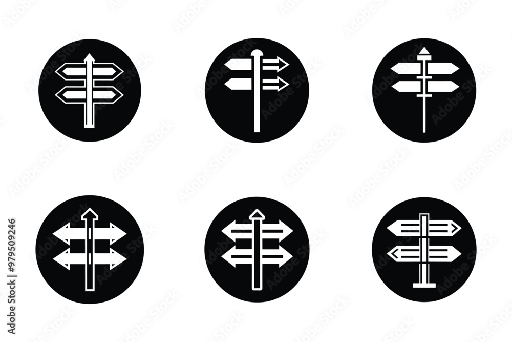 Direction icon bundle set in silhouette style vector Direction icon bundle set in silhouette style vector