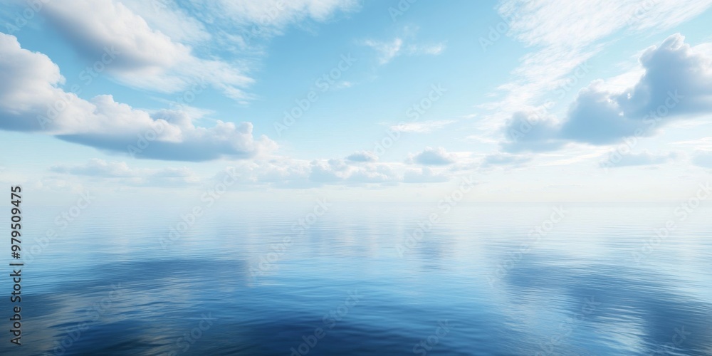 blue sky with clouds over a calm sea water background. Blue ocean horizon landscape. Beautiful nature scenery, a summer travel vacation and spa concept blue sky with clouds over a calm sea water background. Blue ocean horizon landscape. Beautiful nature scenery, a summer travel vacation and spa concept