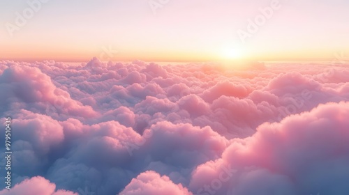 dreamlike aerial view of a cotton candy sky at sunset with fluffy pink clouds stretching to the horizon creating a surreal and whimsical barbieinspired landscape photo