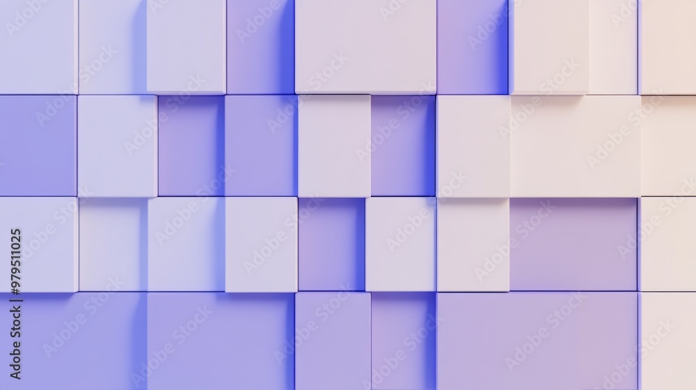 Background with precisely aligned multisized cubes. White and violet color scheme. Background with precisely aligned multisized cubes. White and violet color scheme.