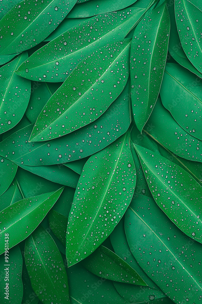 Obraz premium A green leafy background with a large green leaf in the center