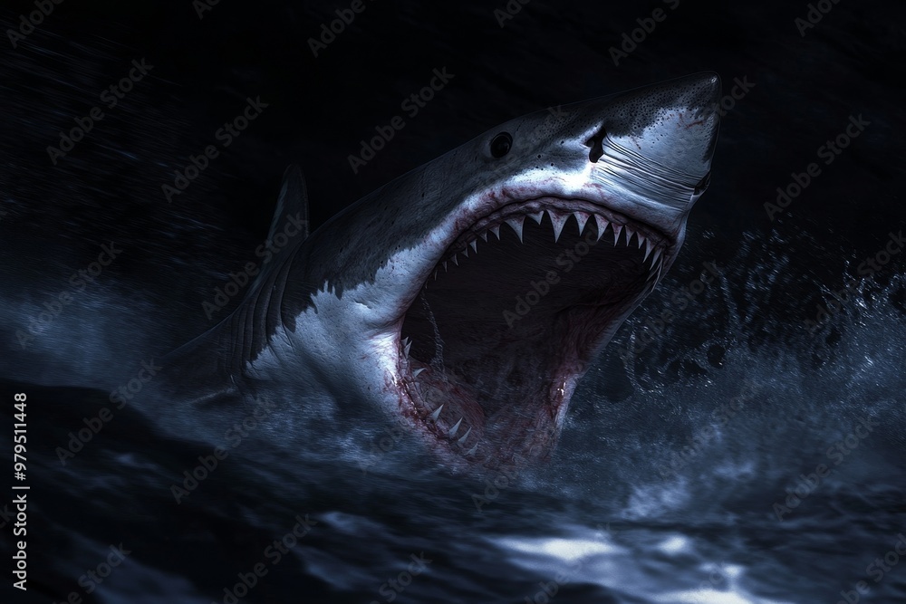 Obraz premium Stock shark with big teeth and open mouth