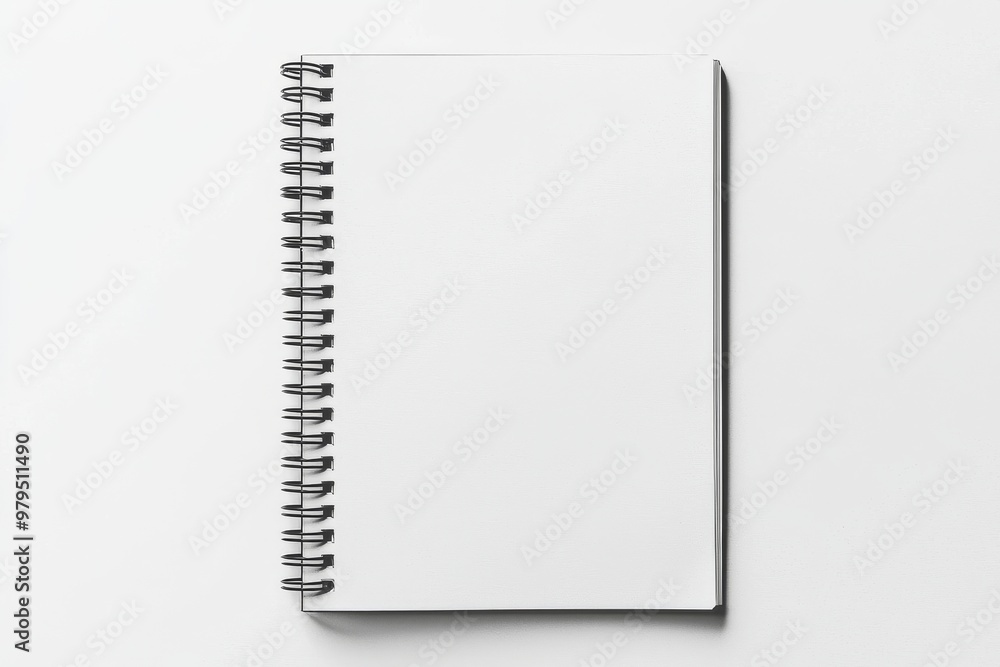 The spiral bound notebook mockup with white paper cover is isolated on a transparent background, PNG format. The spiral bound notebook mockup with white paper cover is isolated on a transparent background, PNG format.