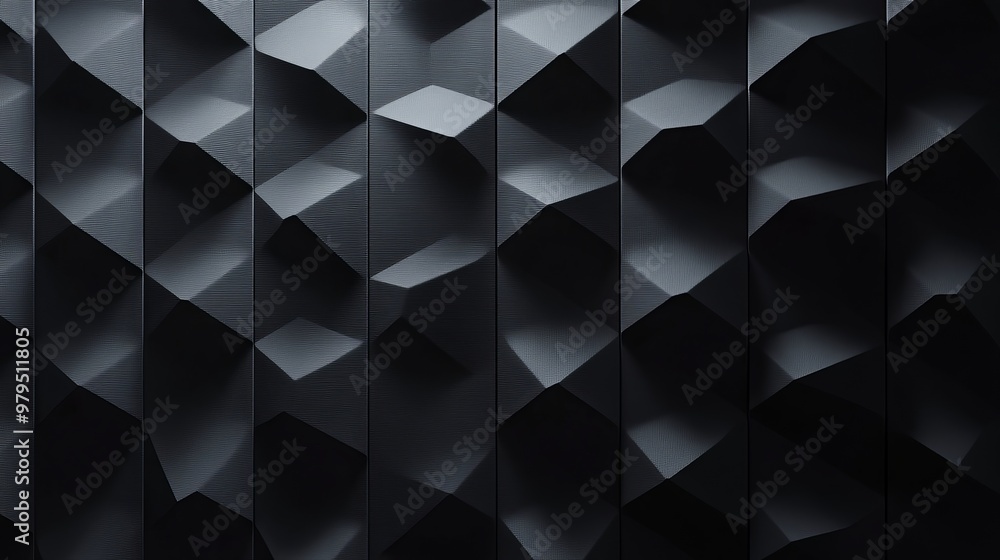 The building of a futuristic wall is created by arranging 3D tiles onto a black triangular background. 3D rendering of the wall. The building of a futuristic wall is created by arranging 3D tiles onto a black triangular background. 3D rendering of the wall.