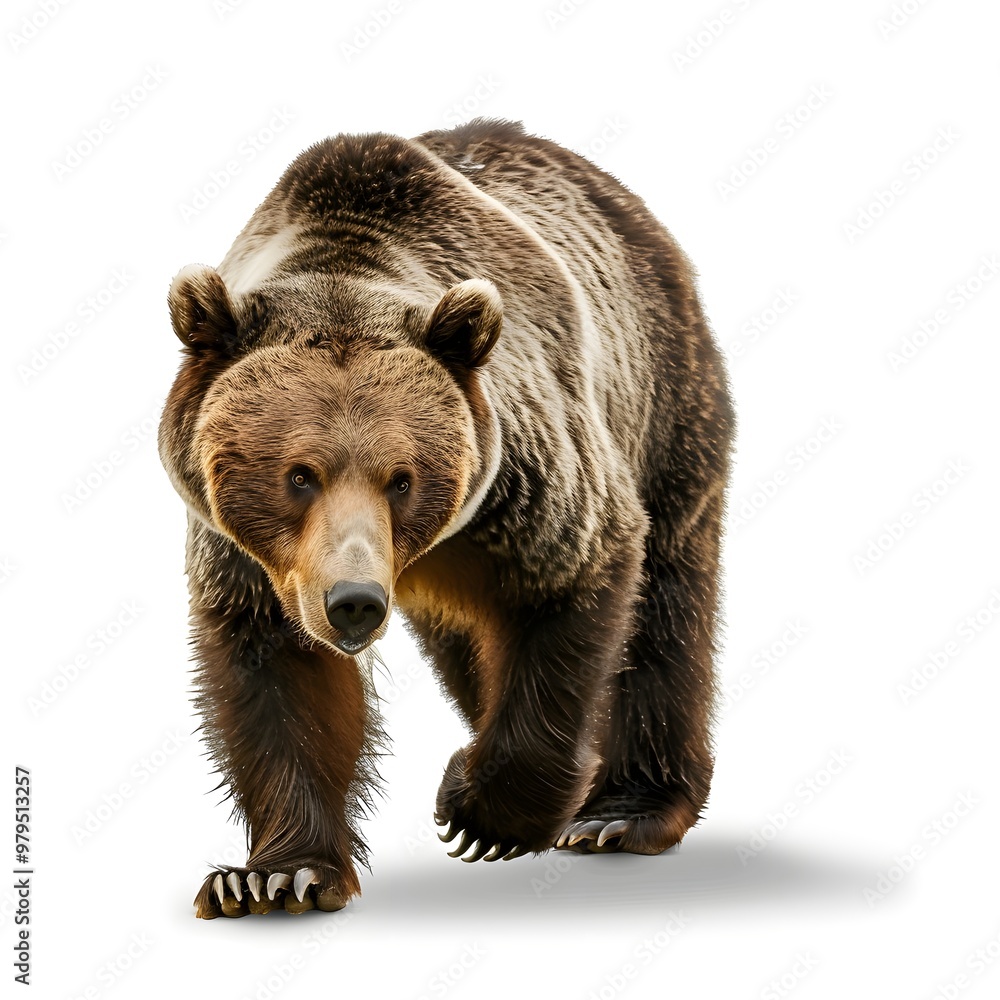 Grizzly Bear Walking Forward with a Strong, Powerful Posture and Fur Swaying with Movement Grizzly Bear Walking Forward with a Strong, Powerful Posture and Fur Swaying with Movement
