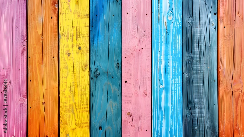Vibrant Vertical Wooden Planks: A Colorful and Rustic Background Vibrant Vertical Wooden Planks: A Colorful and Rustic Background
