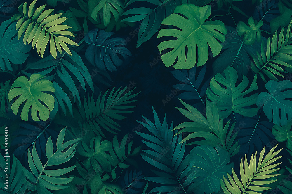 A green leafy background with a large green leaf in the center A green leafy background with a large green leaf in the center