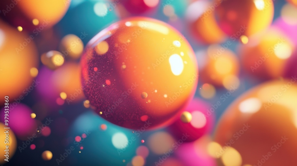 Colorful abstract spheres floating in vibrant layered design with bright lighting Colorful abstract spheres floating in vibrant layered design with bright lighting