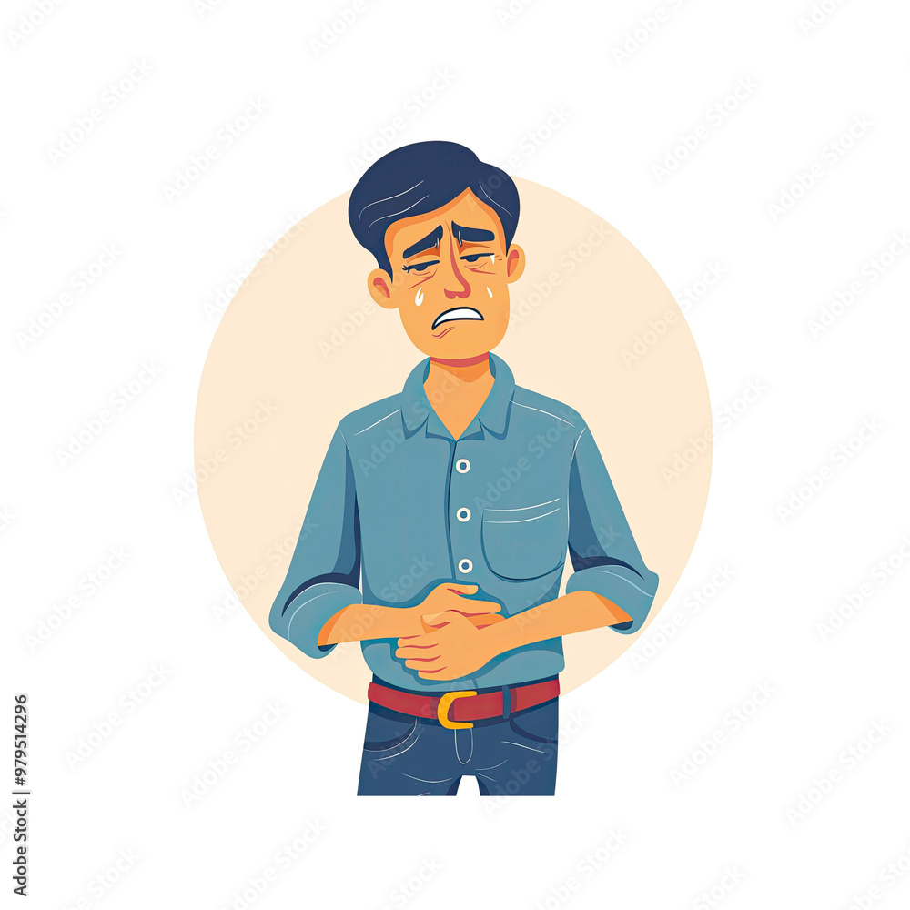 Sad Man Holding His Stomach Sad Man Holding His Stomach