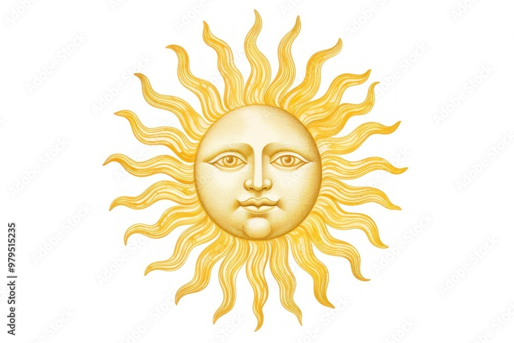 Sun art illustration face. Sun art illustration face.
