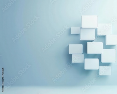 Digital conference call with speech boxes, team communication, 3D illustration