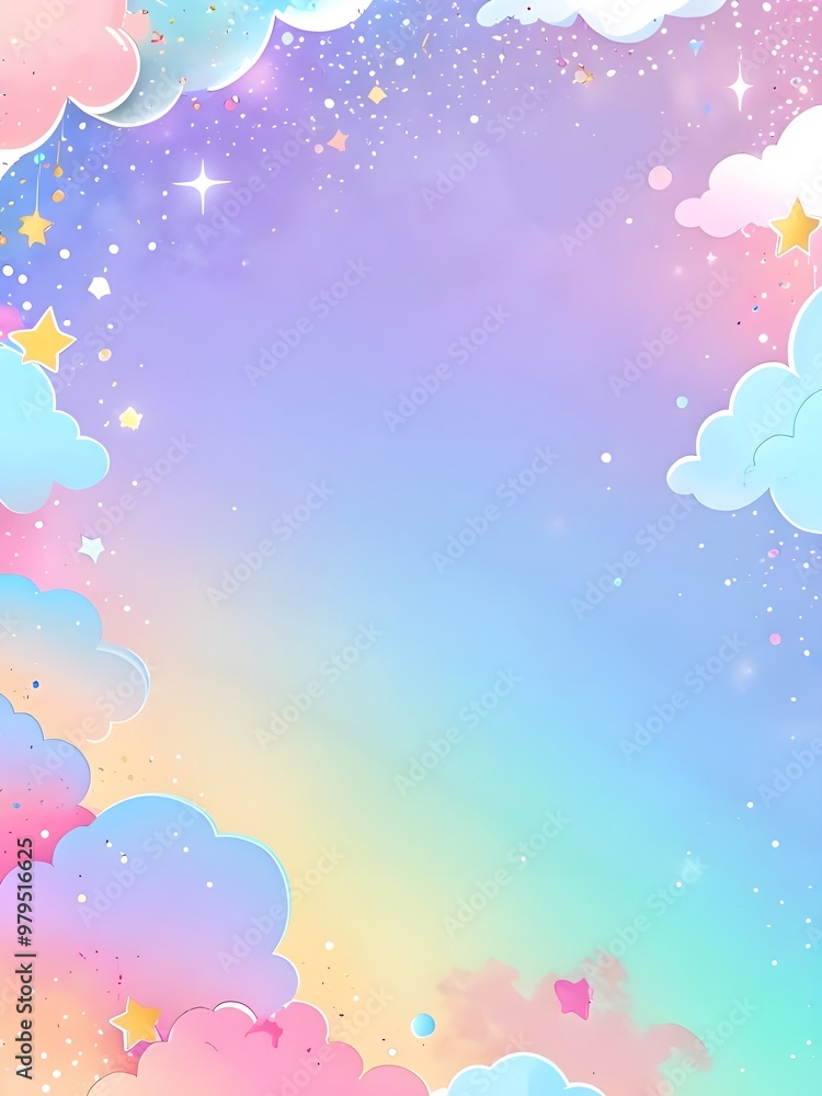 Rainbow Sky with Clouds and Stars Rainbow Sky with Clouds and Stars