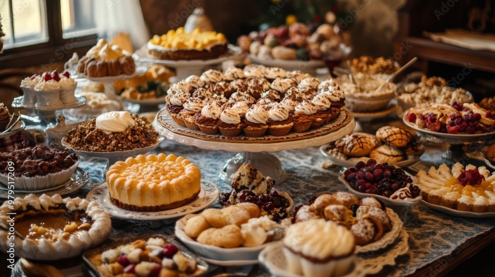 A Table Filled with an Assortment of Delicious Cakes and Pastries
