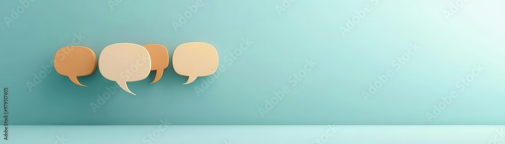 Group chat with multiple speech boxes, team discussion, 3D illustration Group chat with multiple speech boxes, team discussion, 3D illustration