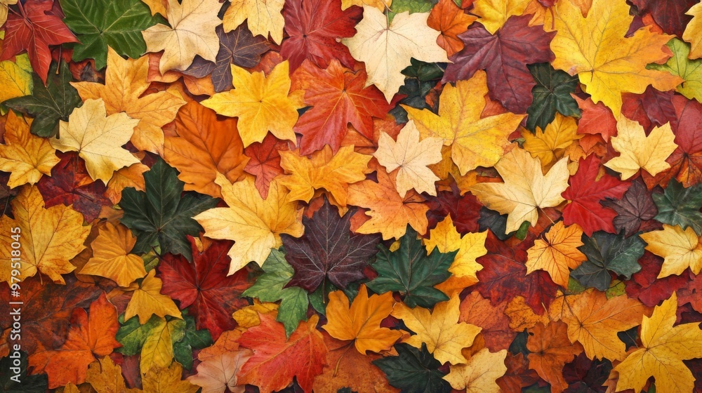 A Close-Up View of Multicolored Autumn Leaves A Close-Up View of Multicolored Autumn Leaves