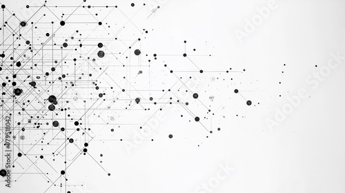 A black and white image of many dots that are connected to each other