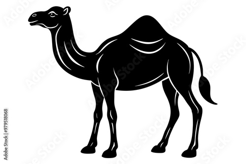 camel silhouette vector art on white background