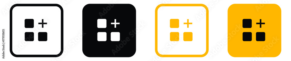 Fototapeta premium Layout grid add icon. grid menu icon sign. Thin, line, outline icons