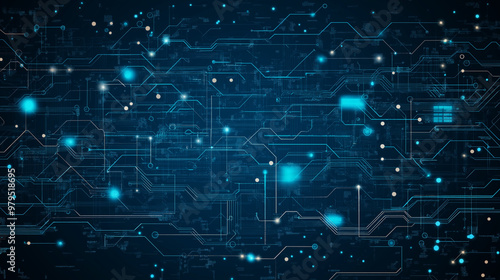 A close up of a circuit board with many small orange and blue dots