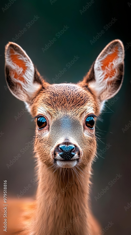 Fototapeta premium A tight shot of a deer's face with a softly blurred background