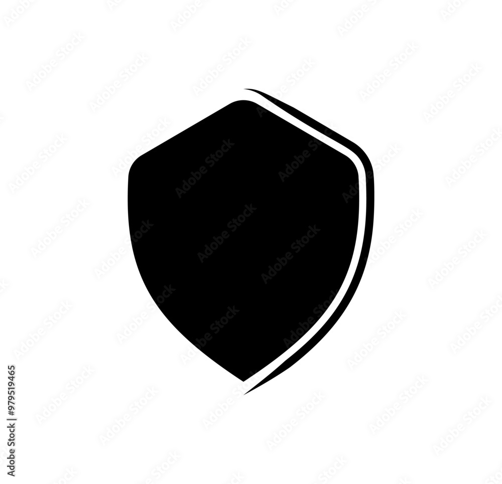 Shield logo template flat illustration, shielding icon in black and white color, security and protector symbol isolated on white background Shield logo template flat illustration, shielding icon in black and white color, security and protector symbol isolated on white background