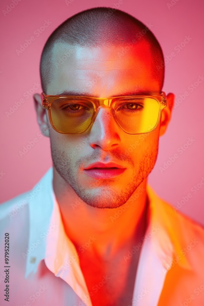 Charismatic engagement with man in yellow hues Charismatic engagement with man in yellow hues