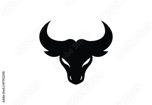 Black Bold Bull Silhouette Logo on White Background