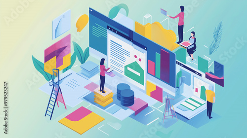 Flat vector illustration for Graphic designer or graphic designer is a person who designs images and texts to communicate