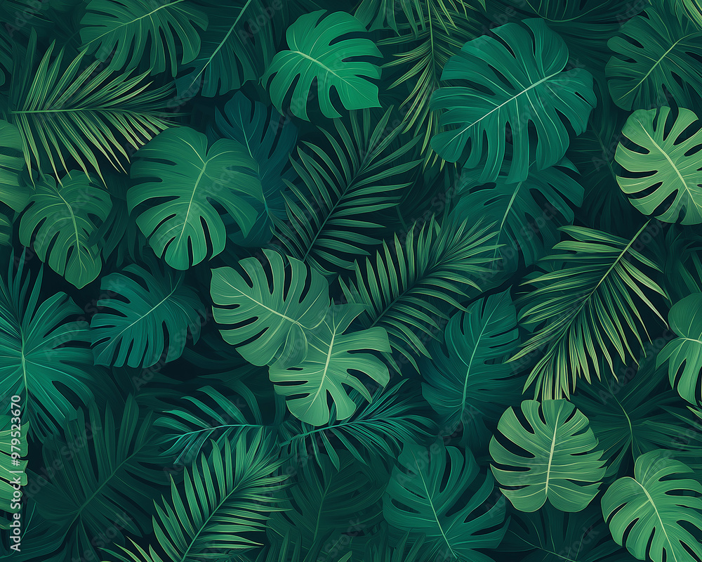 A green leafy background with a large green leaf in the center A green leafy background with a large green leaf in the center
