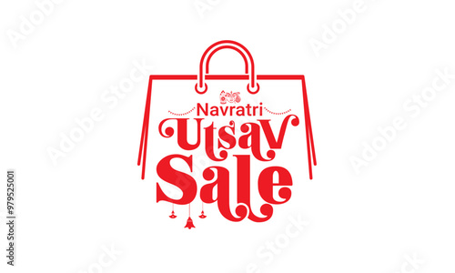Shopping bag with Navratri festival or utsav sale offer concept.