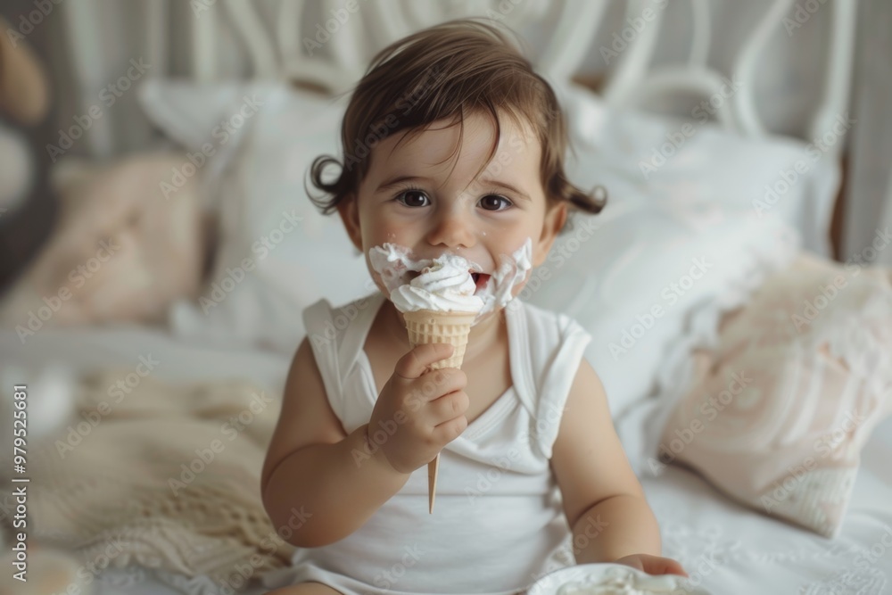 Endearing infant lying charming expression and serene demeanor. A child finds happiness in every lick of ice cream. Innocence and purity portrayed tender expressions and gentle demeanor. Endearing infant lying charming expression and serene demeanor. A child finds happiness in every lick of ice cream. Innocence and purity portrayed tender expressions and gentle demeanor.