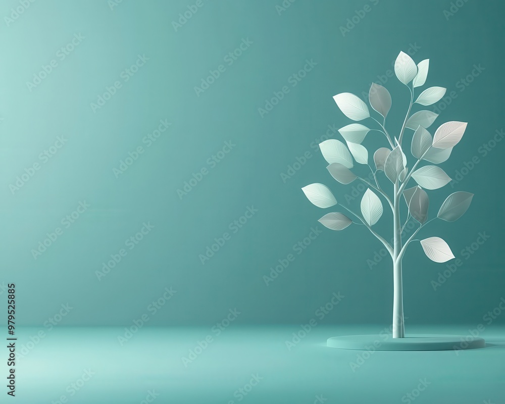 Data-filled leaves on a virtual tree, digital forest concept, 3D illustration Data-filled leaves on a virtual tree, digital forest concept, 3D illustration